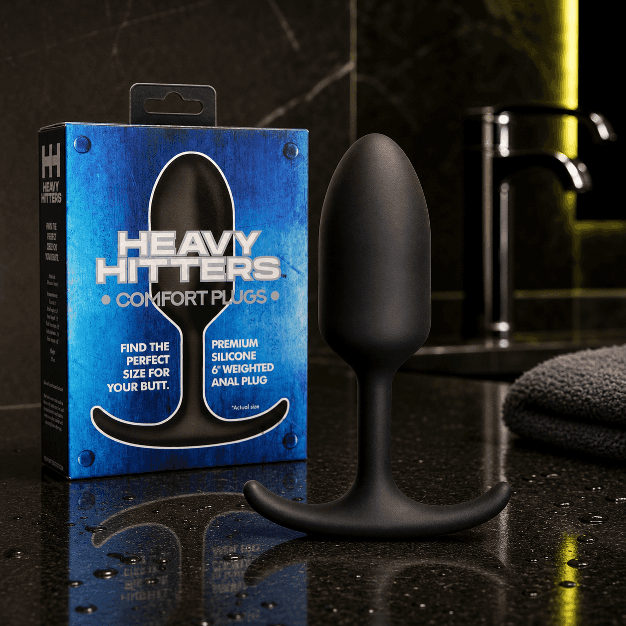 Hh Silicone Weighted Anal Plug Lg Black product image