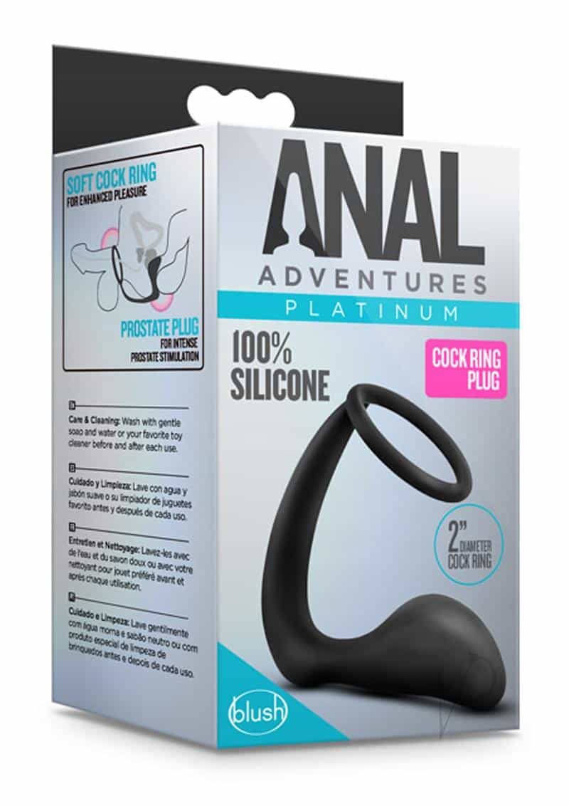 Anal Adv Platinum Cock Ring Plug Black product image