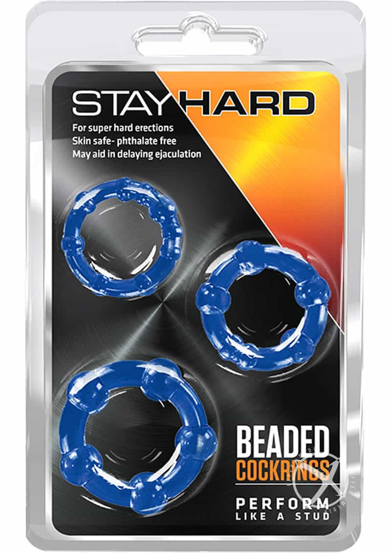Stay Hard Beaded Cockrings Blue product image